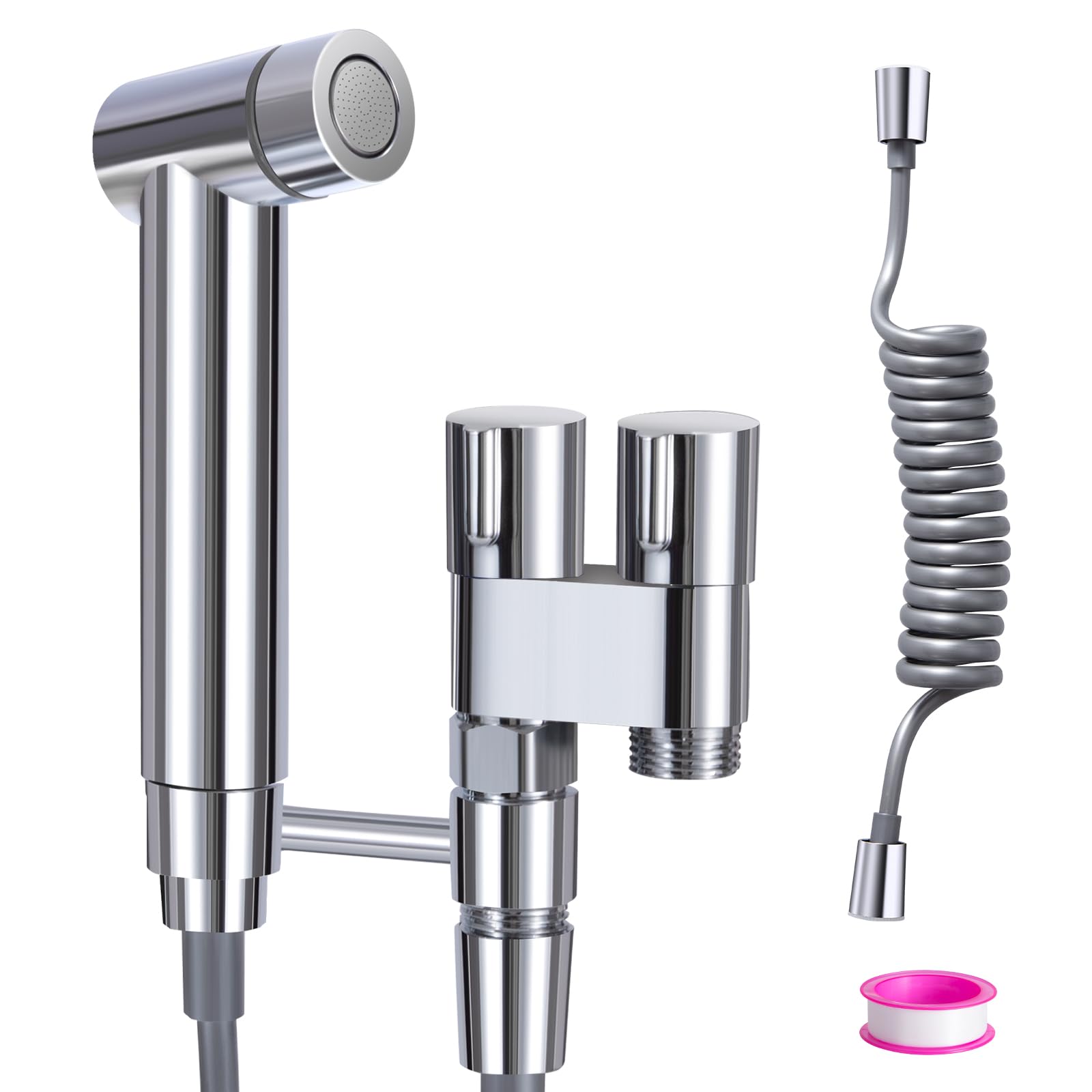 Ducha Higiénica para WC - Grifo Bidet de Acero Inoxidable con Manguera ABS, Pulverizador de Mano para Higiene Personal y Lavado de Mascotas