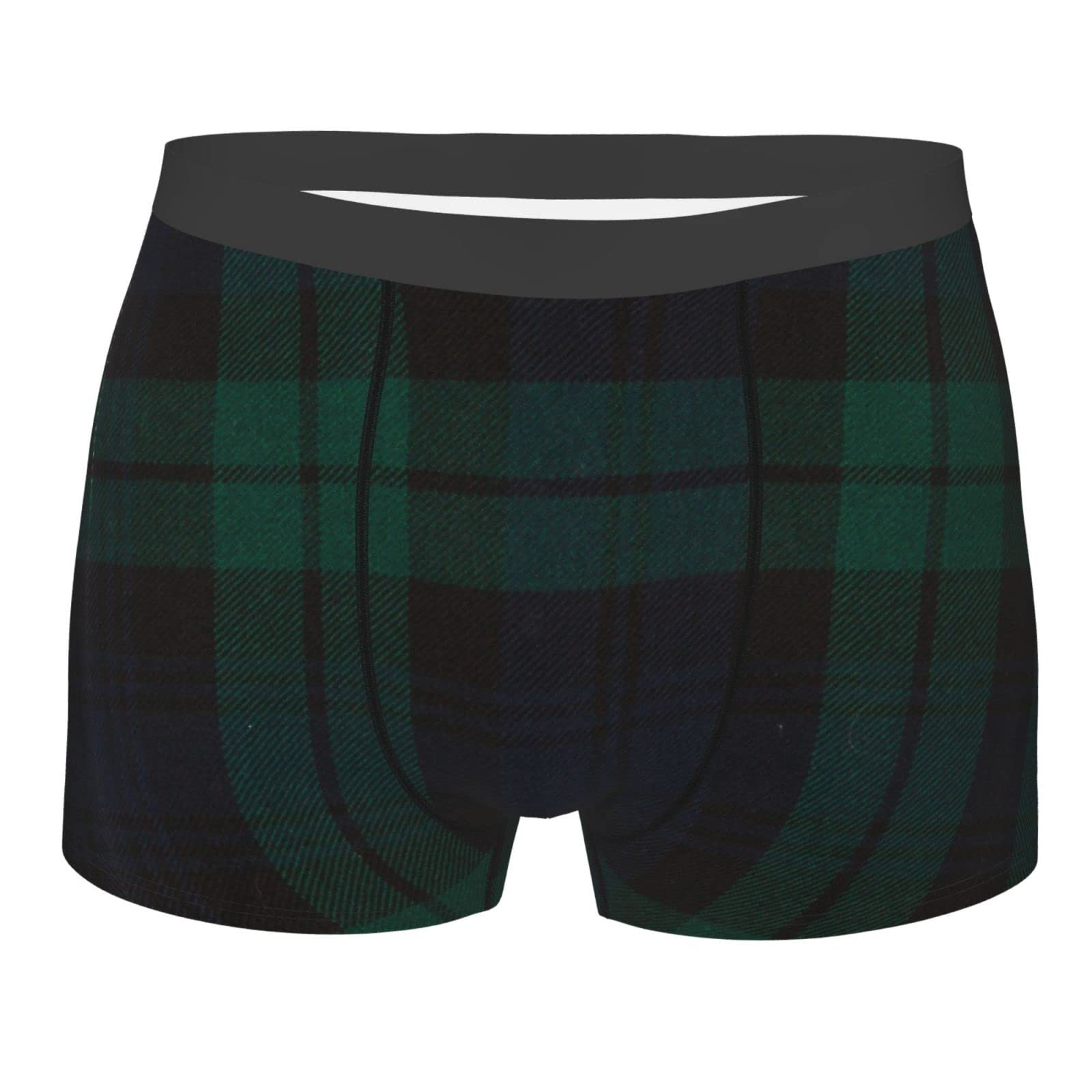 Smazdfxx Men's Black Watch Plaid Underwear Stretch Boxer Brief