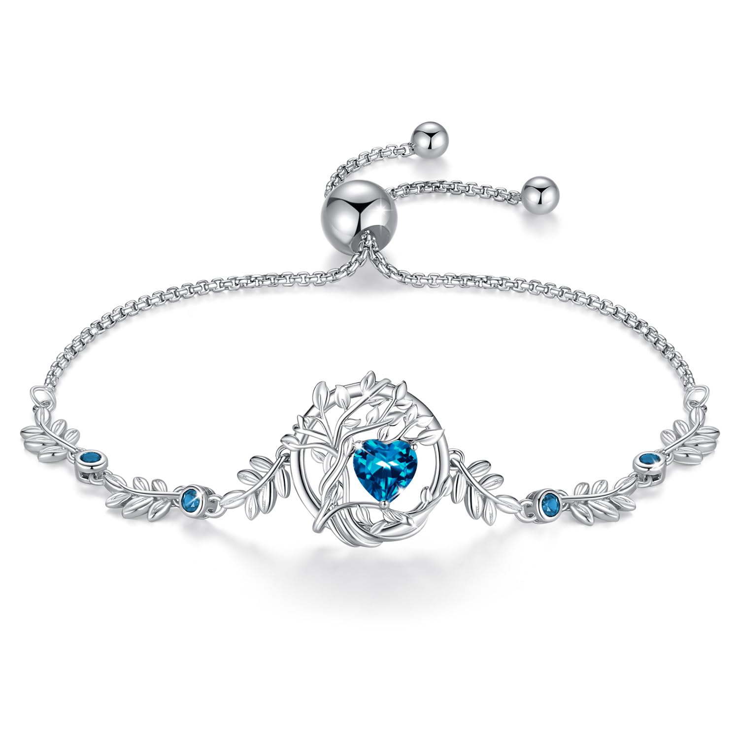 FANCIME Braccialetto da donna con albero della vita, in argento Sterling 925, con pietra portafortuna, ideale come regalo per donne e ragazze