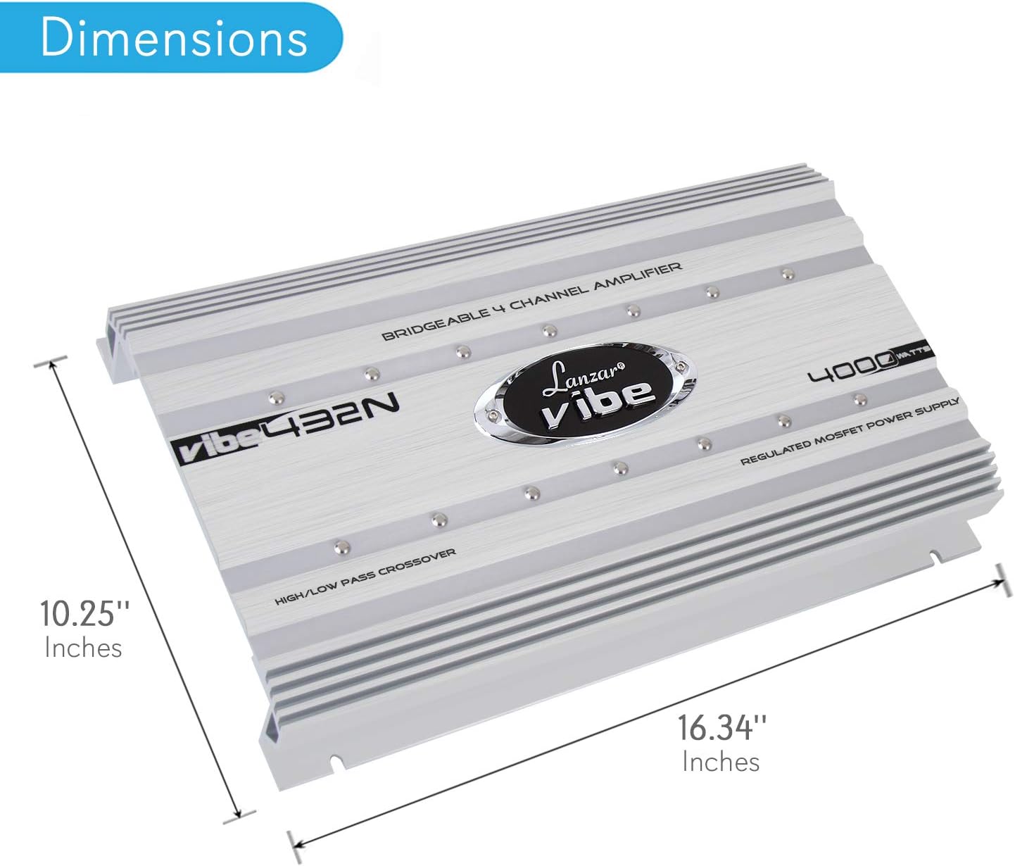 Lanzar VIBE432.5 Amplifier dimensions