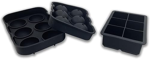 Juego de 2 bandejas de silicona de fácil liberación y flexibles, redondas y cuadradas, color negro