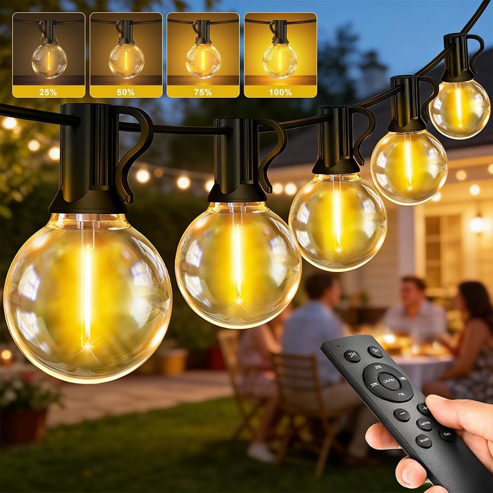 BEOSIOR Outdoor Festoon Lights Mains Powered, 60M 200FT G40 LED — image 1