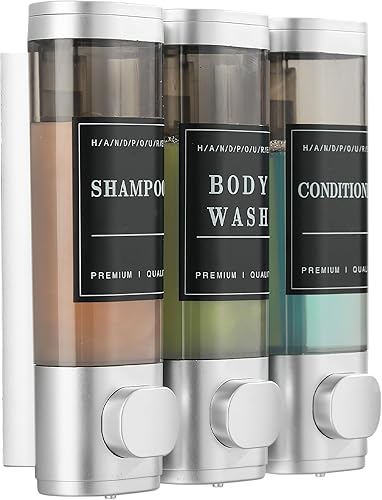 Miniatura 1 de Dispensador de jabón de ducha montado en la pared, sin taladro, dispensador de champú para pared de ducha, dispensador de champú y acondicionador,