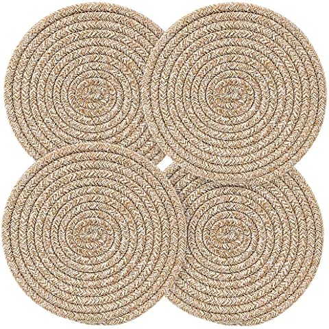 Pot Holders Trivets Set 4 Pcs, Potholders for Kitchens, 100% Pure Cotton Thread Weave Trivets for Hot Dishes/Pot/Bowl/Teapot/Hot Pot Holders, 7.9 Inches Cover