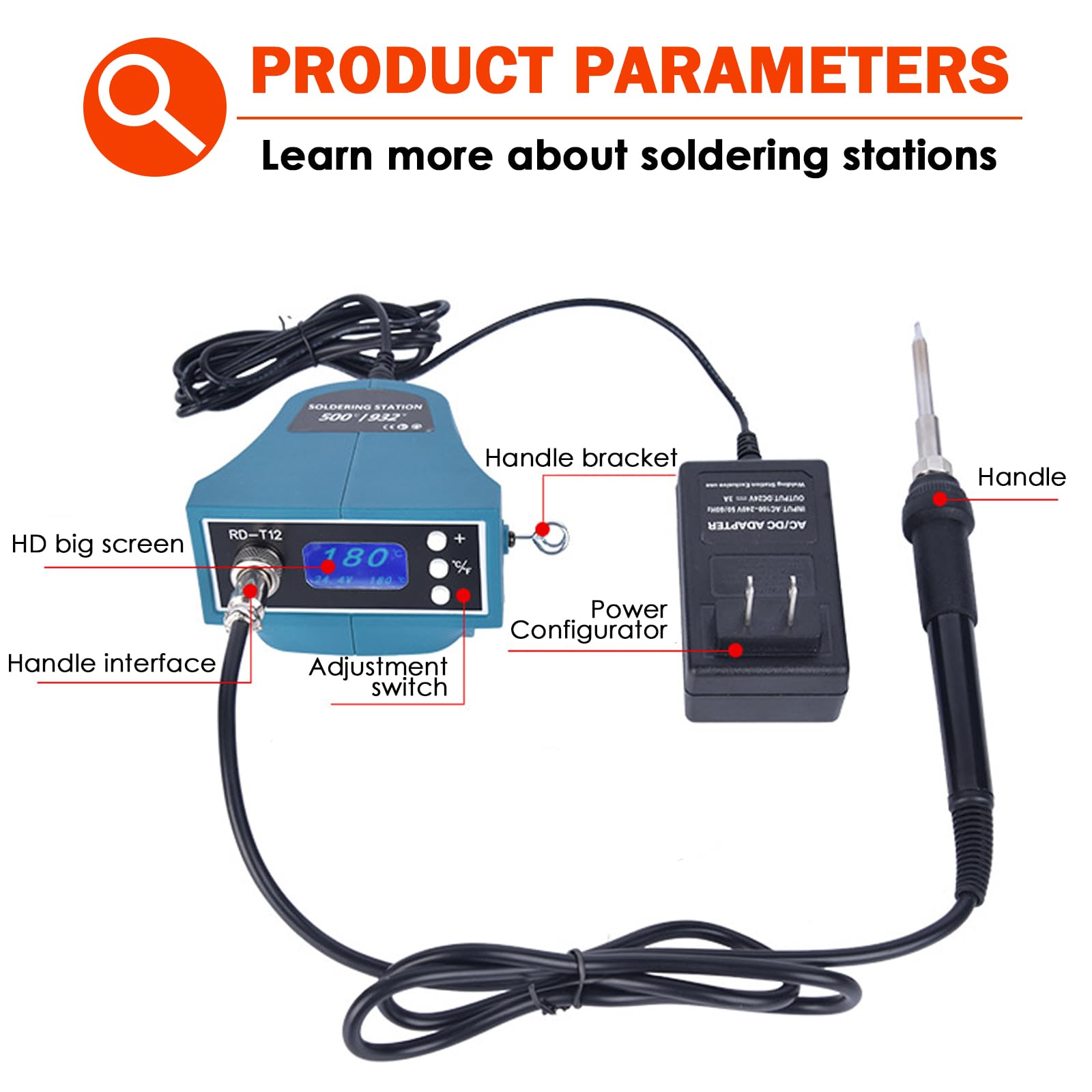 72 W digitaal soldeerstation kit, AC/DC soldeerbout