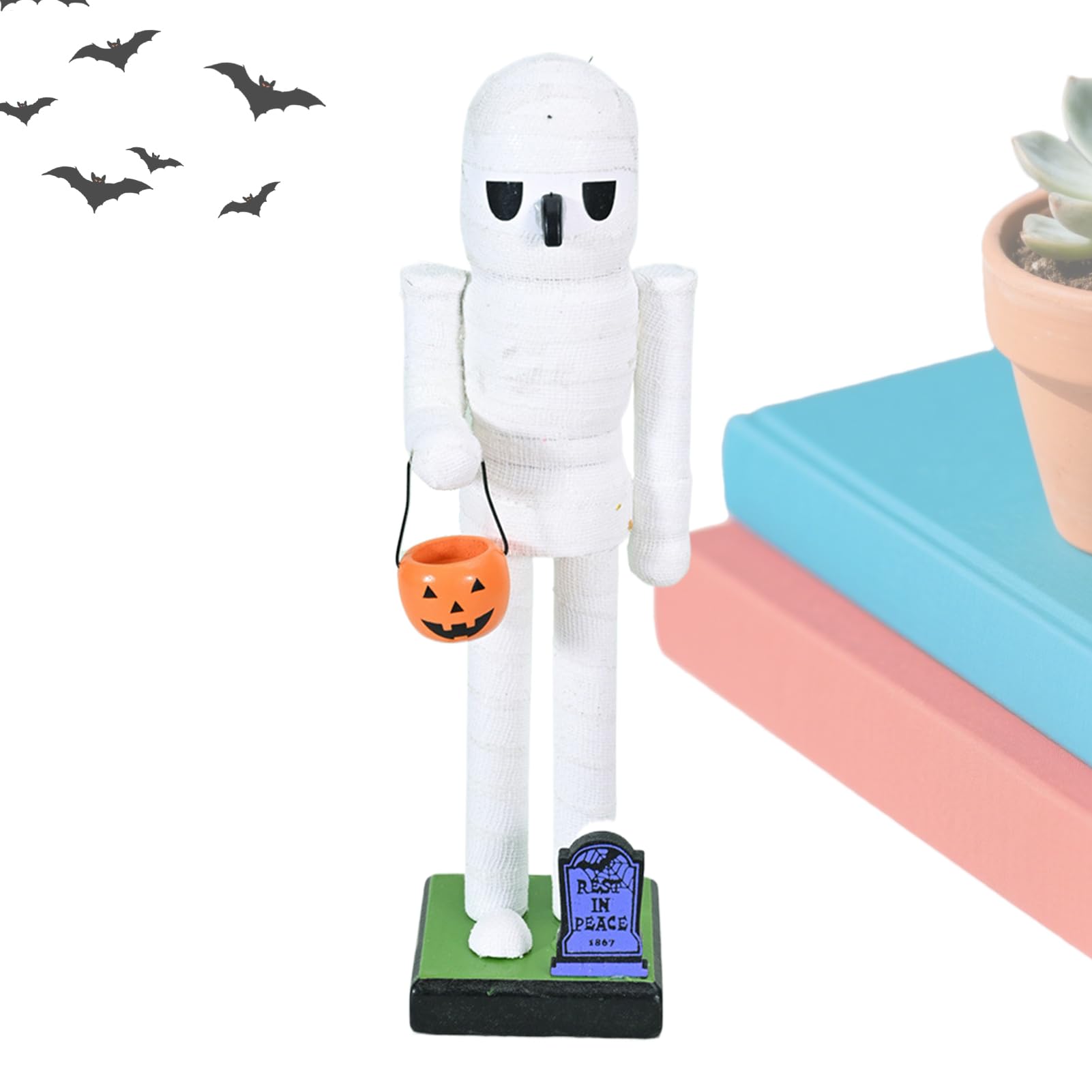 Décoration d'Halloween pour cheminée avec figurine casse-noisette de sorcière