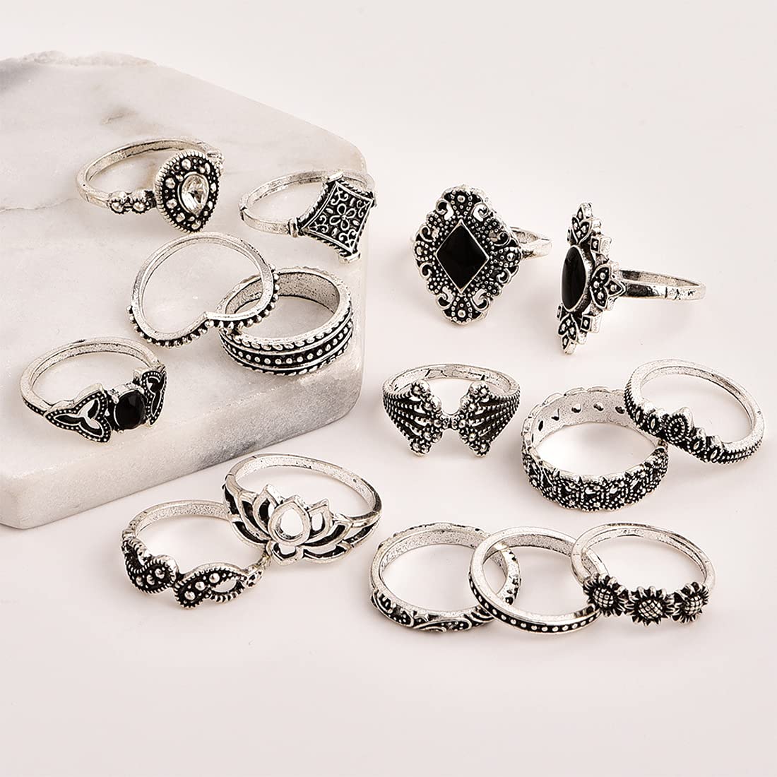 Silver Plated Rings Combo Set