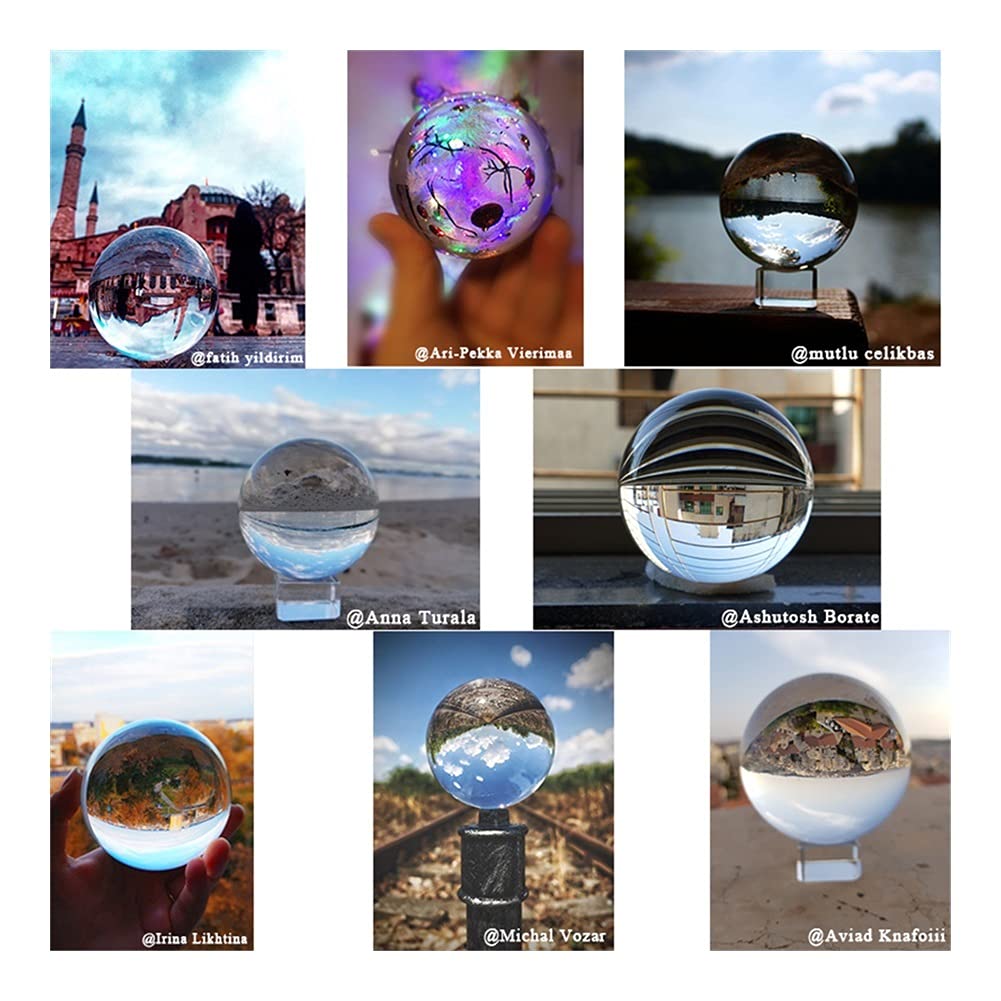 60/70/80 MILLIMETRI Fotografia Sfera di Cristallo Ornamento FengShui Globo Divinazione Quarzo Sfera di Vetro Magica Complementi Arredo Casa Sfera bola de Cristal Collezioni di casa ( Color : With Gold