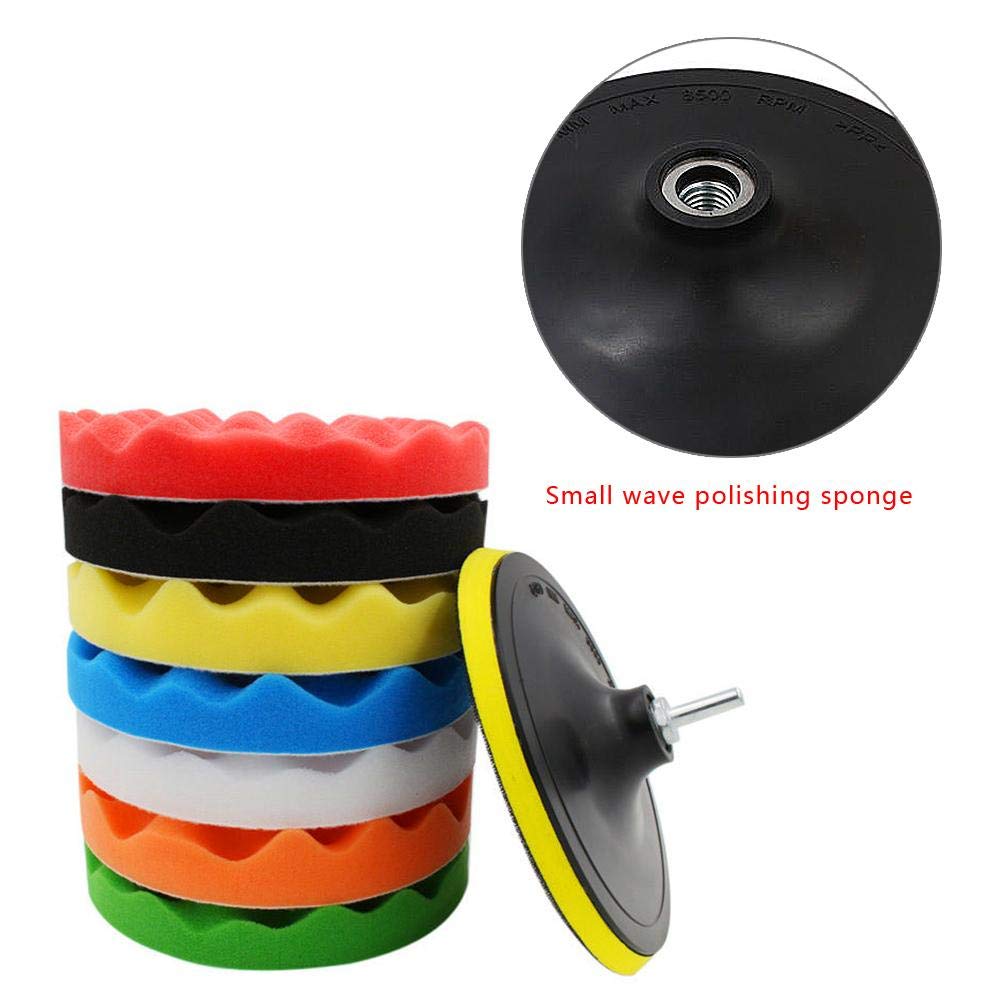 10 Piece Car Polishing Pad Kit - 3/4/5/6 Inch Sponge & Wool Buffing Pads With Drill Adapter