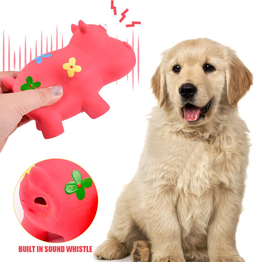 Fadcaer 2 Pcs Squeaky Dog Toys,Latex Puppy Toy with Squeaker for Small Dogs puppy Durable Natural Latex Dog Squeaky Toy Puppy Chew Toy Interactive Dog Toys for Playing Training,Teething (Pink&Red) - Image 3