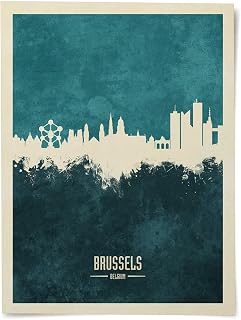 Brussels Belgium Skyline art print poster, unframed -7540