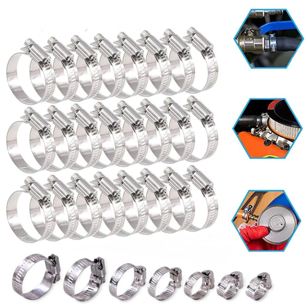 Morsetto per tubi, anelli, 1 pezzo da 8 mm-120 mm, in acciaio inox, per tubo del carburante, chiusura a vite senza fine, clip fissa a cerchio (diametro 32 44 mm)