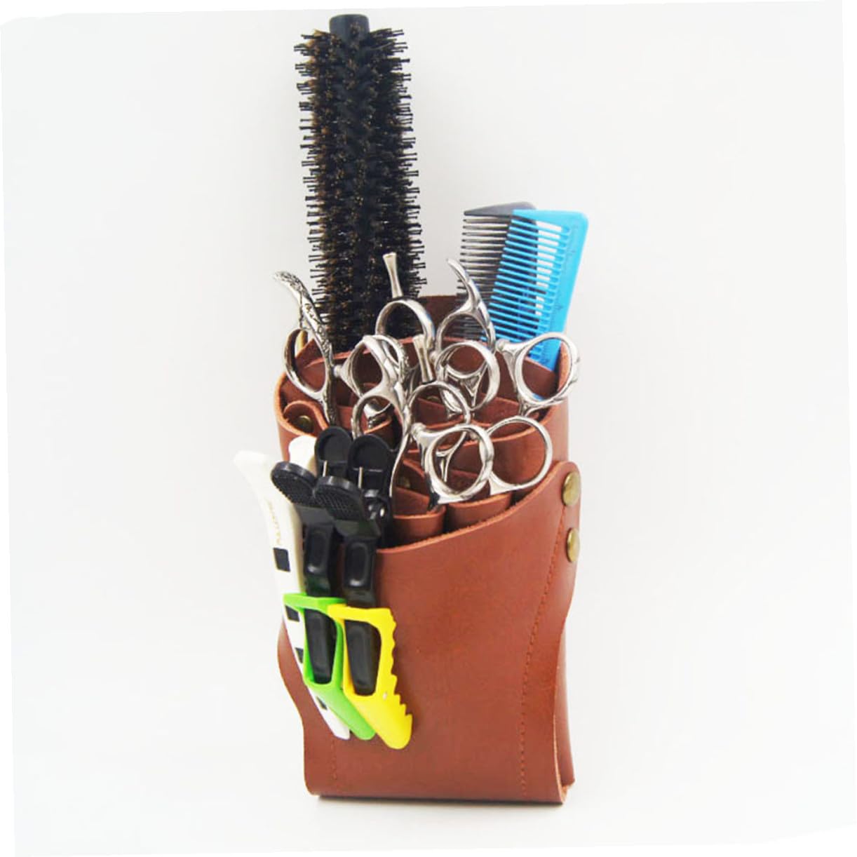 Leder Werkzeugorganizer Hüfttasche für Friseure, Scherenhalter Braun