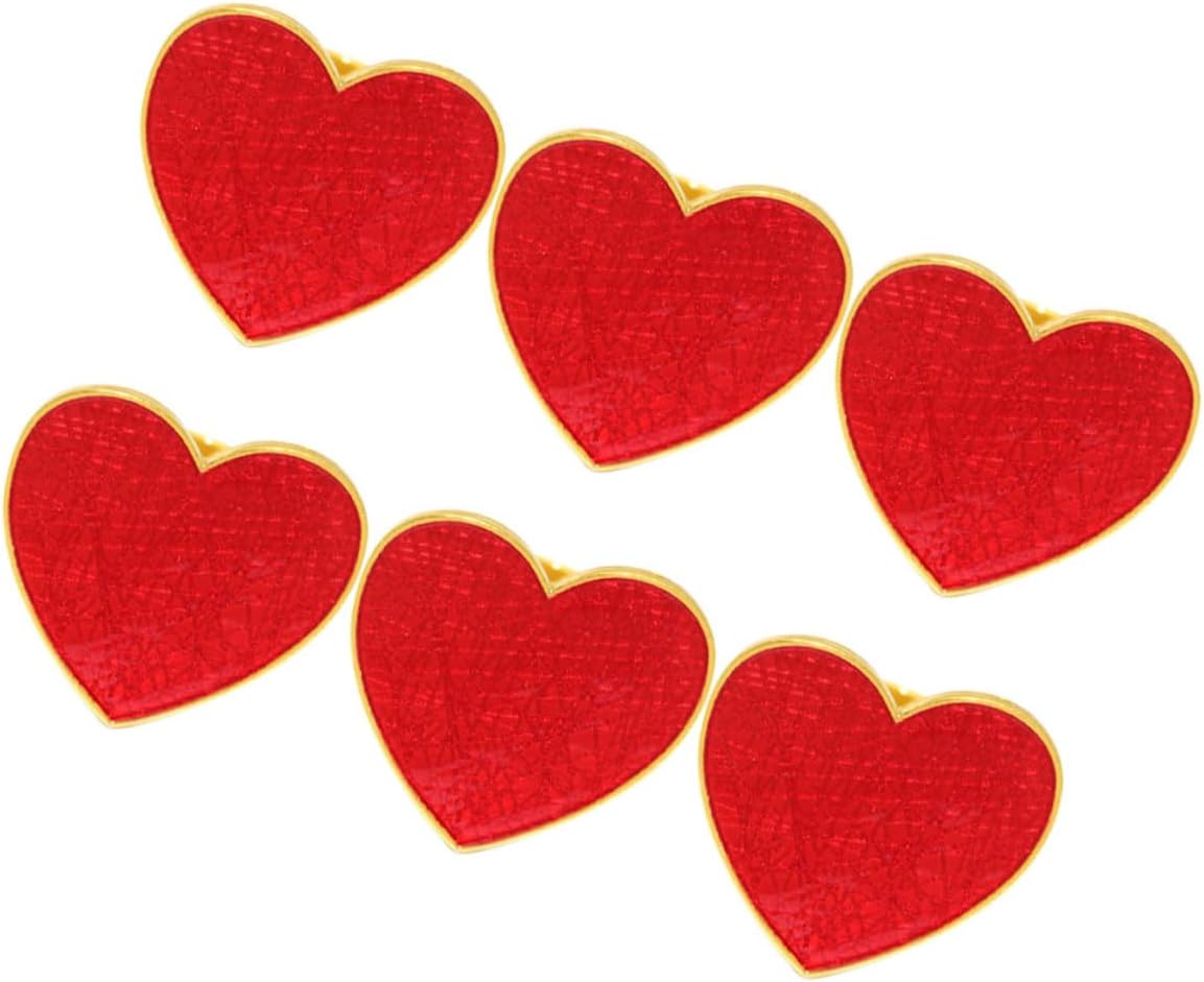 6pcs Red Heart Napkin Rings Rustic Wedding Table Decor Napkin Holders for Valentine's Day Party and Banquet Decorations