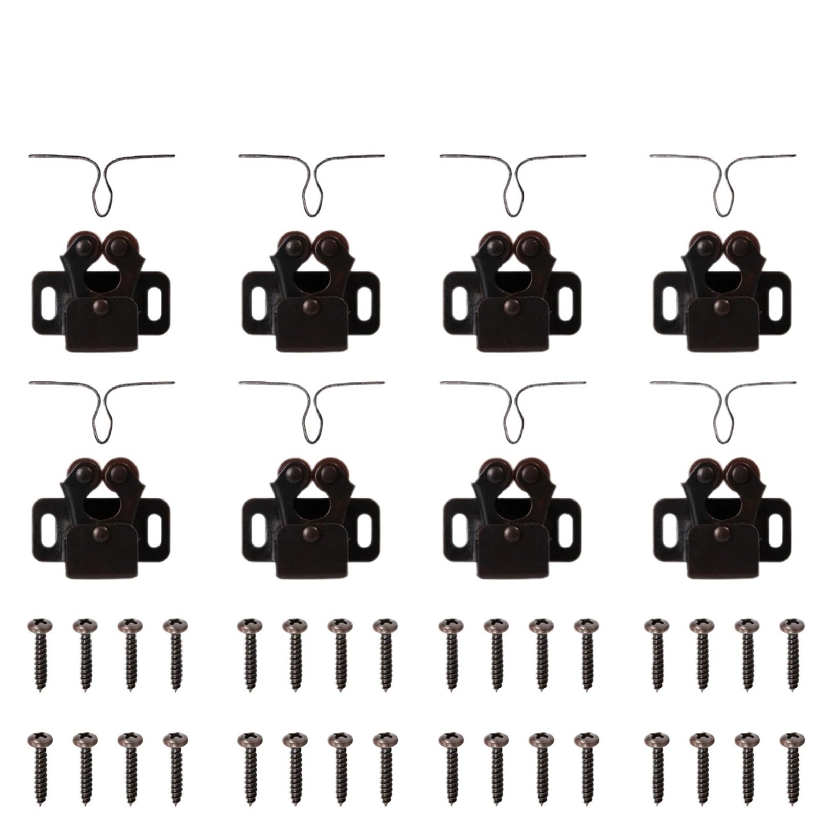 Maryear Antique Copper Double Roller Catch 40Pcs Furniture Door Stoppersr Cupboard Cabinet Roller Latch Twin Double Catches With Striker And Free Screws(Antique Copper)