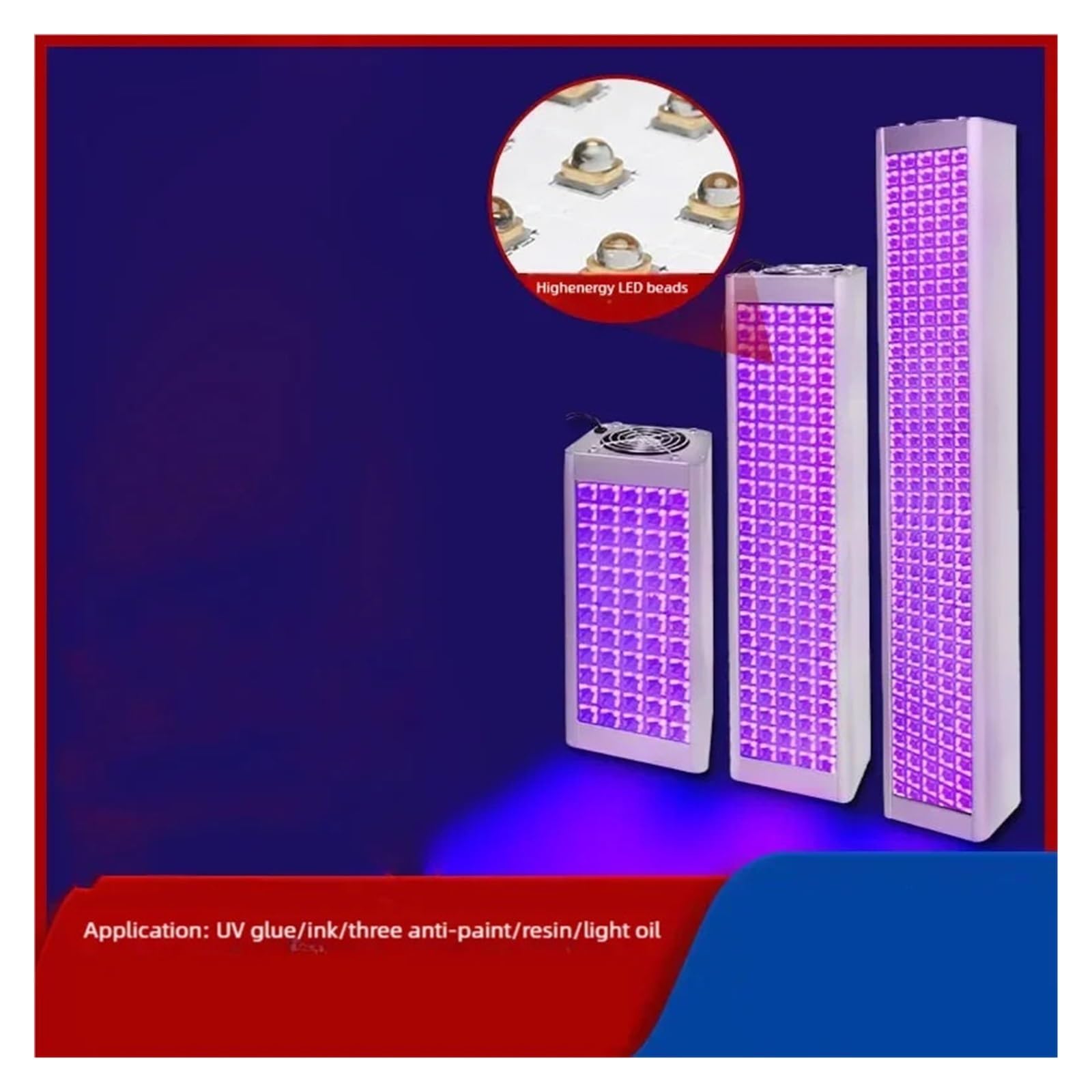 lámpara de curado UV, Lámpara UV Portátil, Máquina De Curado, Recubrimiento Tinta, Pantalla Adhesiva Sin Sombras, Resina Impresión, LED 395nm/405nm/365nm(395NM,500W)