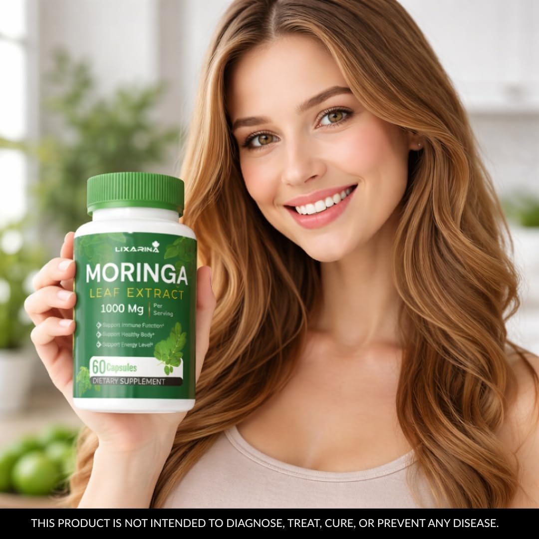 Moringa Capsules | Moringa Powder Organic | Moringa Supplement | Moringa Leaf Extract Powder | 1000MG Complete Green Superfood 60 Count (Pack-5)