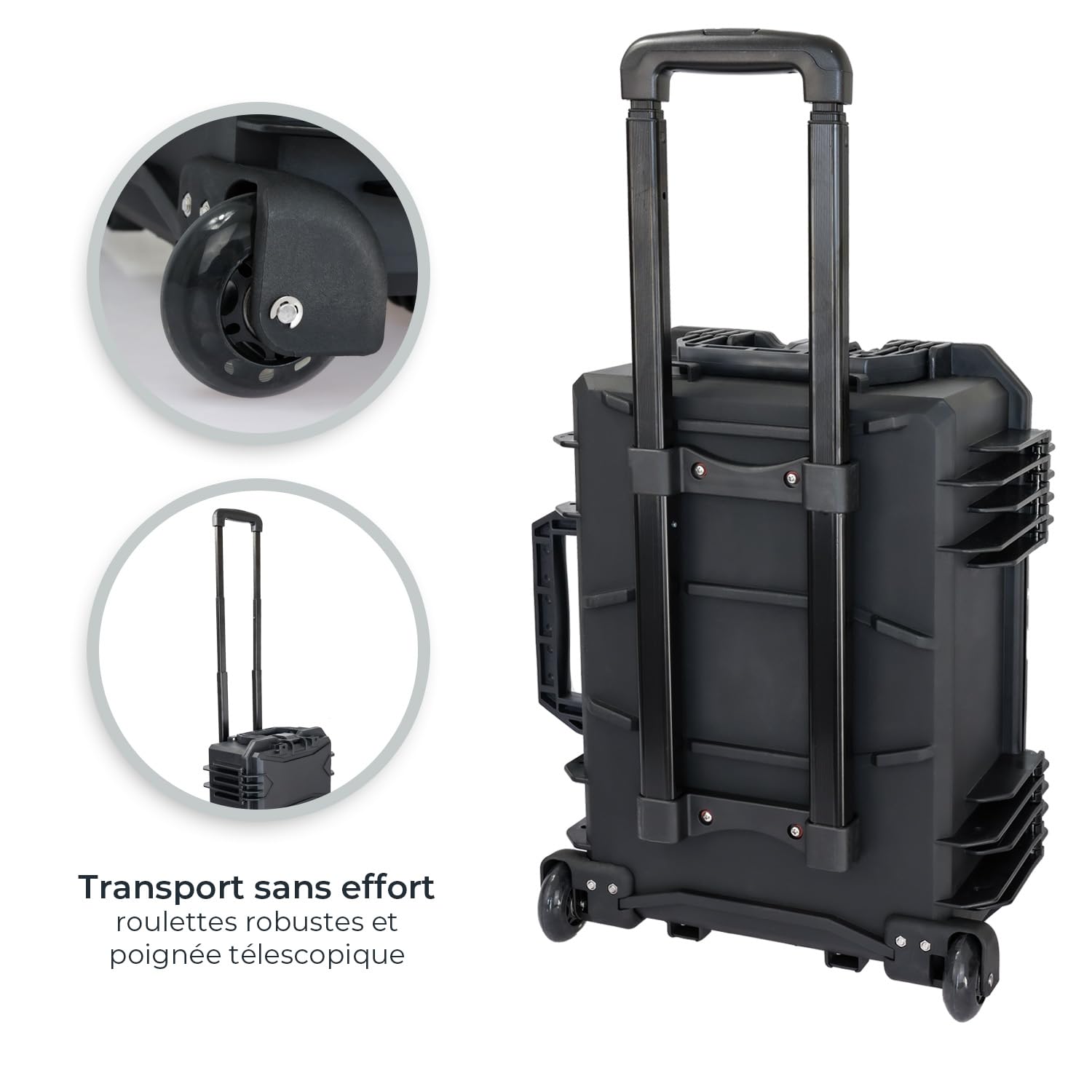 HMF 15604-02 Chariot à outils d'extérieur, coffre à outils vide avec roulettes | 46,5 x 36 x 22,5 cm
