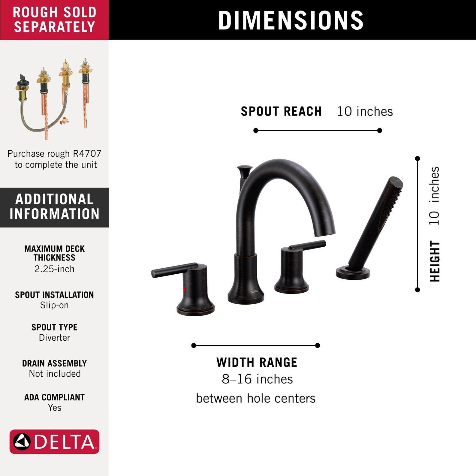 Delta Trinsic Roman Tub Faucet with Hand Shower, Oil Rubbed Bronze
