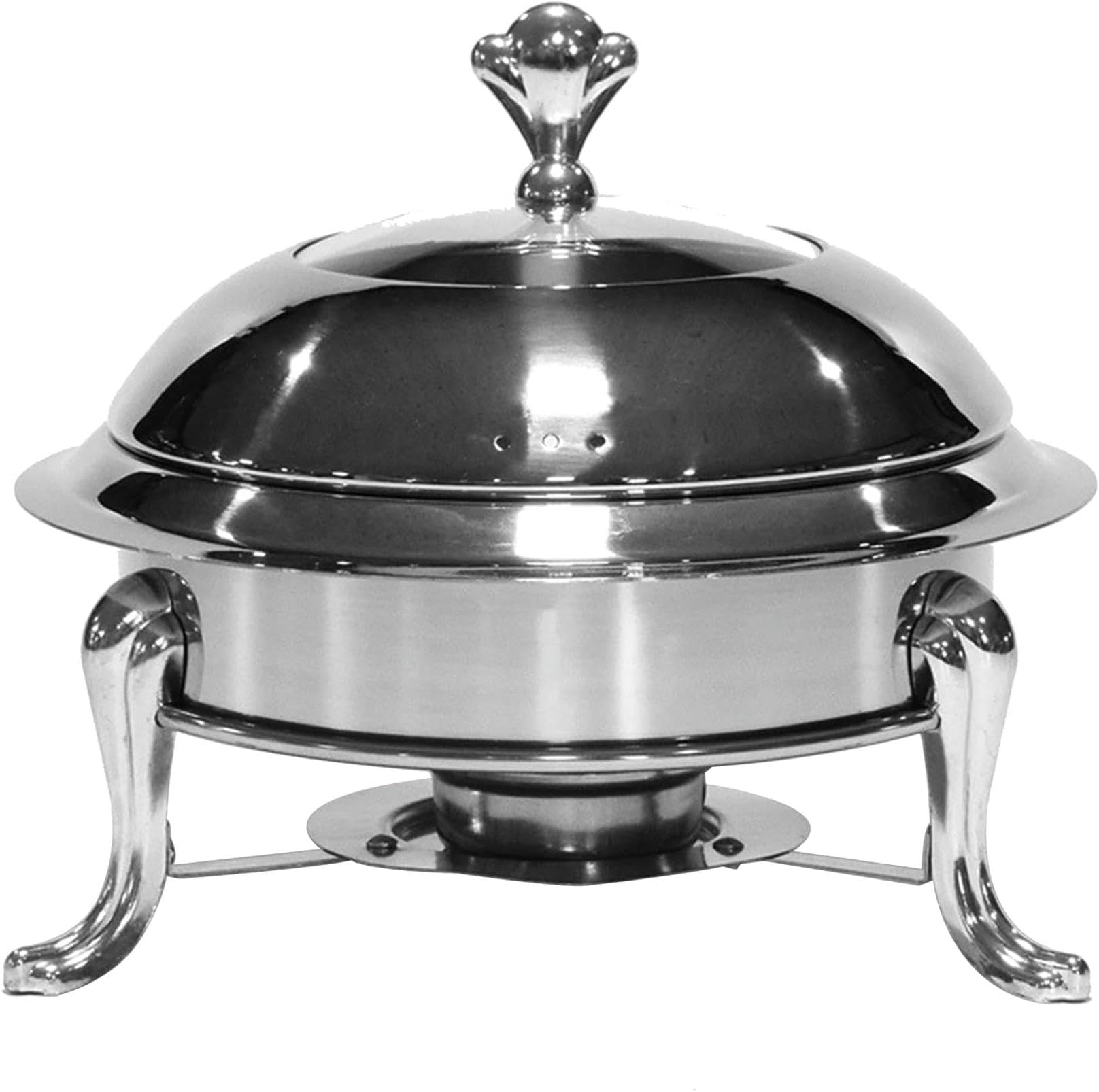 Hadecoll Silver Round Chafing Dish Full Size Stainless Steel Chafer Dish Set Buffet Catering Warmers Sets With Food Pan And Fuel Holder,-28Cm