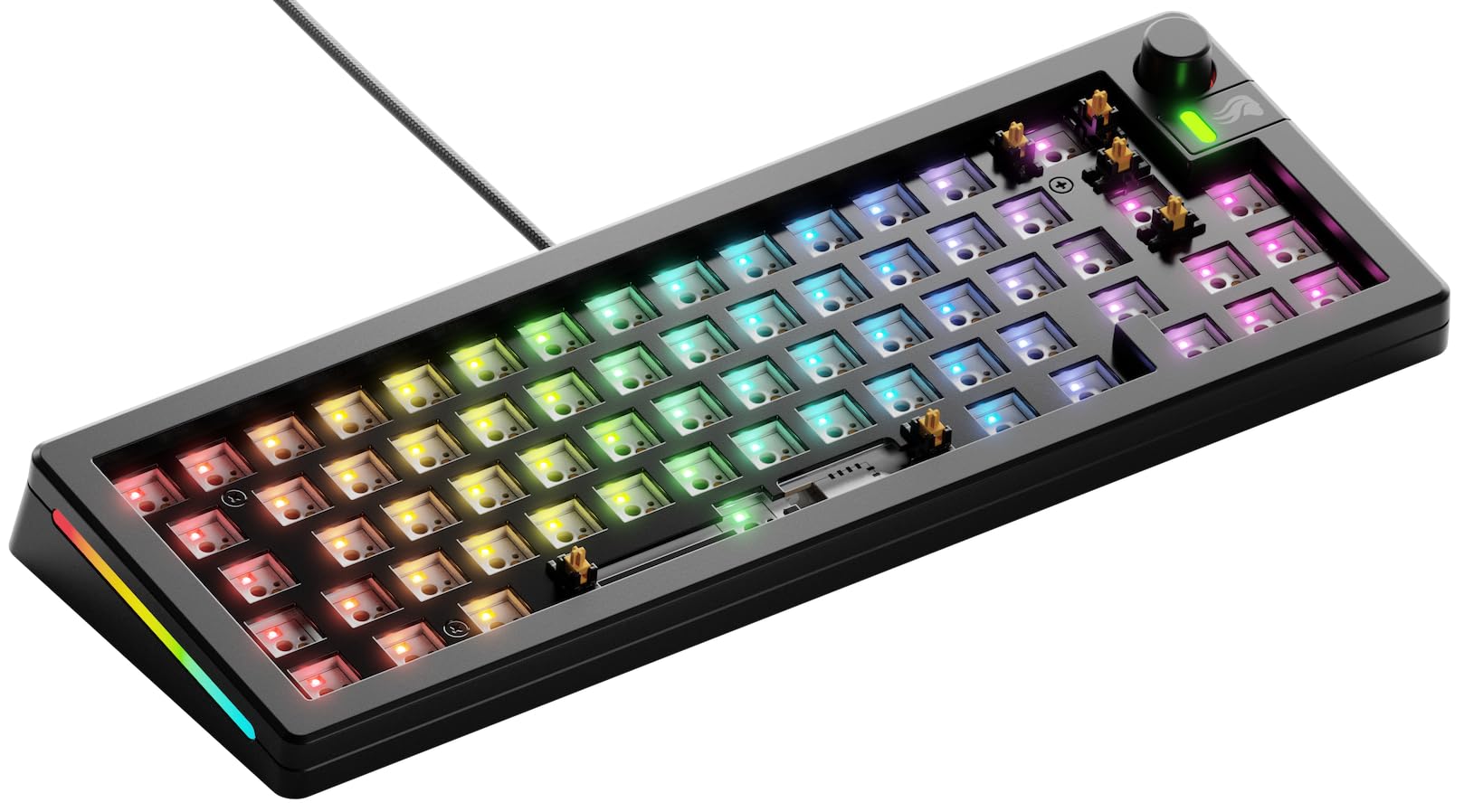 GLORIOUS Gaming GMMK 3 Barebones: Gaming-Tastaturset mit Knopf, 65% mechanische Tastatur, modulares Dichtungssystem, Hot-Swap MX-5-Pin, Schalldämmung, Aluminium-Schalterplatte, ISO/EU