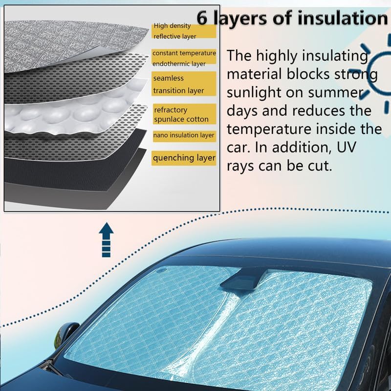 Miniatura 3 de Parasol para parabrisas de automóvil compatible con Ford Super Duty 2017-2023, parasol grueso de 6 capas plegable con una bolsa de almacenamiento UV