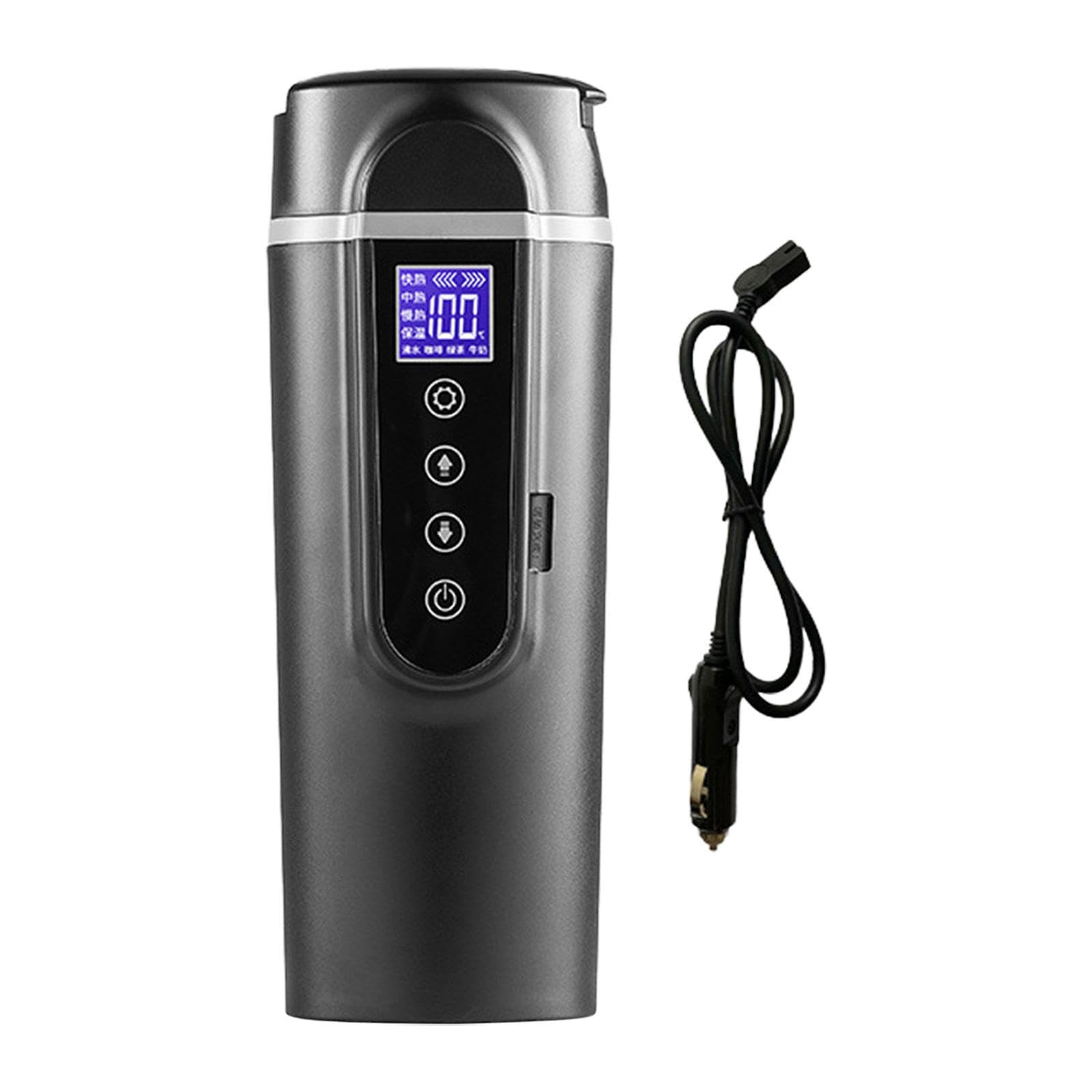 Hervidor de Agua para Coche de 12V/24V con Pantalla Digital, Calentador de Tazas Y Agua Caliente.