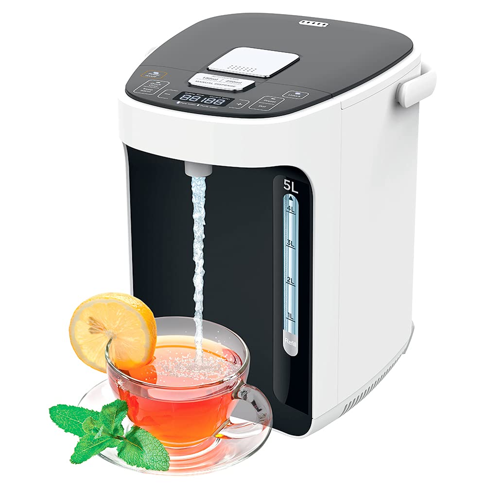 BEM TITAN 2.1: Thermopot 5 Liter Wasserkocher, Heißwasserspender 45-95 °C | Thermoskanne Temperatur einstellbar, Samowar mit Temperatureinstellung Kindersicherung Warmhaltefunktion, Pumpkanne