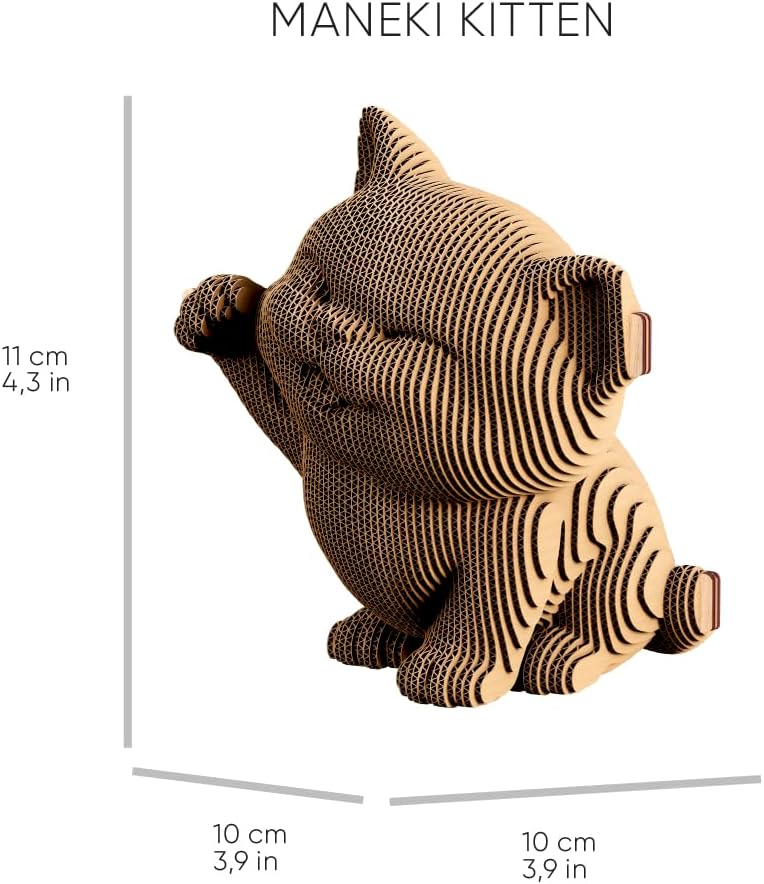 Kittens Trio Cardboard 3D Puzzle Set – 3 Models, 254 Pieces, Recycled Materials, DIY Sculptures