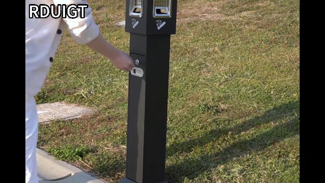 Image of Commercial Trash Disposal Receptacle, Outdoor Trash Can with Removable Inner Bucket, Metal Ash Bin for Home Offices Restaurants Bars Convenience Stores