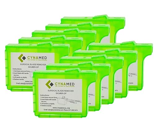 Cynamed Removedor de cuchilla de bisturí, contenedor desechable de mano para objetos punzantes (10)