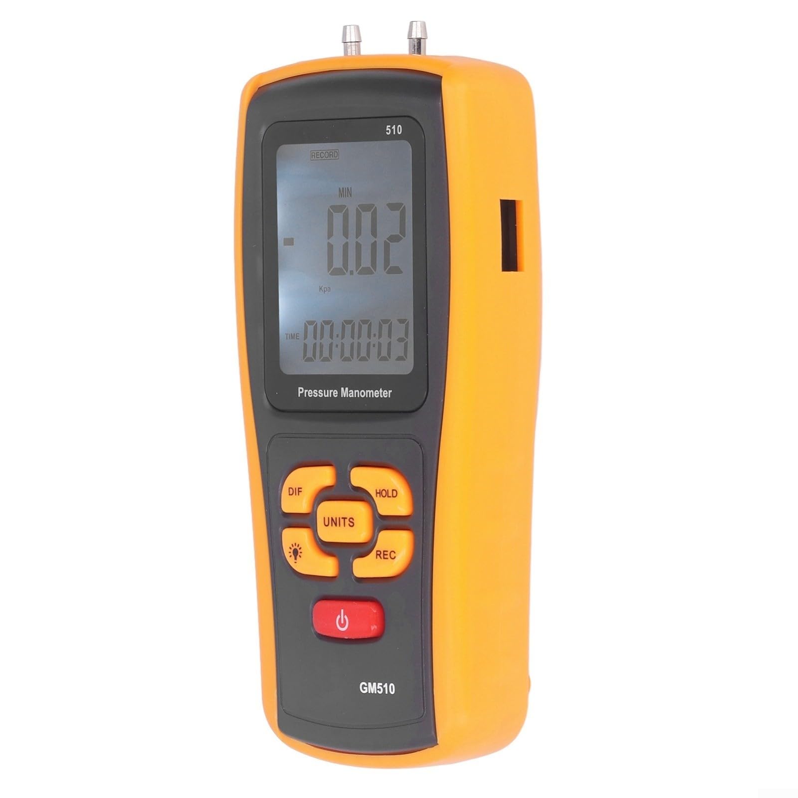 GM510 Digitales Differenzdruckmessgerät Mit USB, LCD-Hintergrundbeleuchtung ±10kPa Messbereich 0,5S Reaktionszeit Für Lüfter Für Druck, Filterwiderstand Kessel Für Druck Und Medizinische Geräte