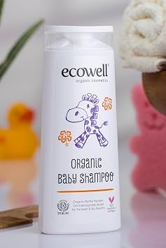 ECOWELL Baby Hair & Body Shampoo Set ، معتمد من العضوية والنباتية ، مضيف طبيعي خالٍ من البارابين 2x300ml