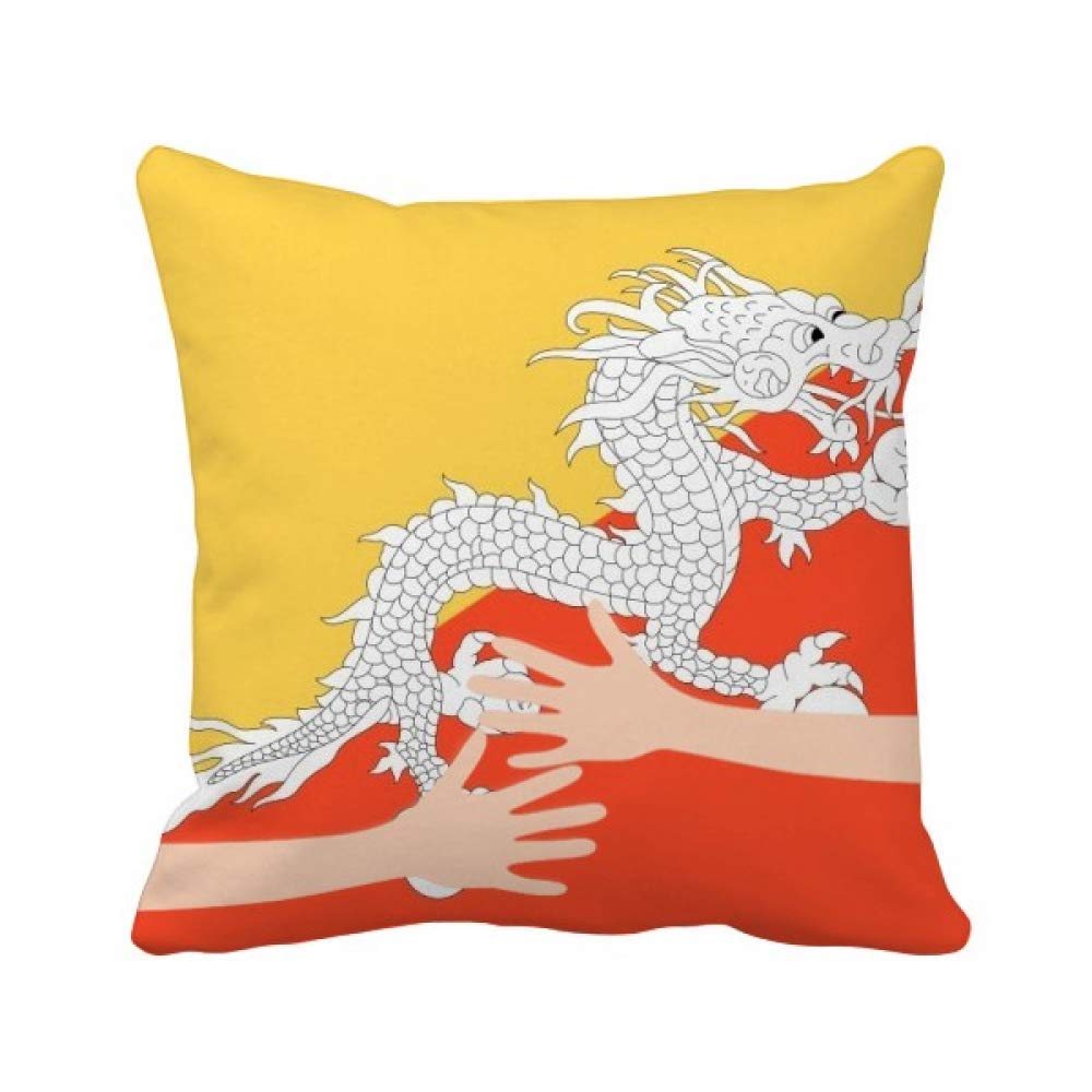Coussin de Couvrir Le Bhoutan Drapeau National en coton doux pour décoration de salon et chambre