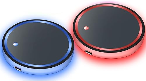 Portavasos LED para automóvil, 2 unidades, posavasos LED para automóvil con 7 colores cambiantes, alfombrilla de carga USB, almohadillas