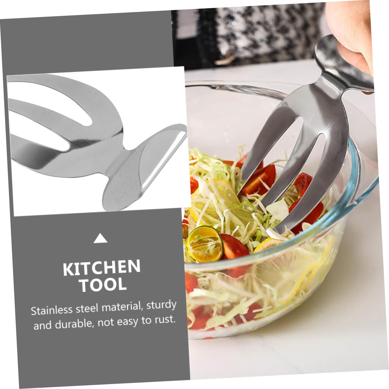 BESTonZON 2stücke Edelstahlklaue Salatgabel Multifunktionsgeschirr Salat-servierklaue Formschön Und Hochglanzpoliert Zum Umrühren Von Salaten Für Täglichen Gebrauch Familie Restaurants Party
