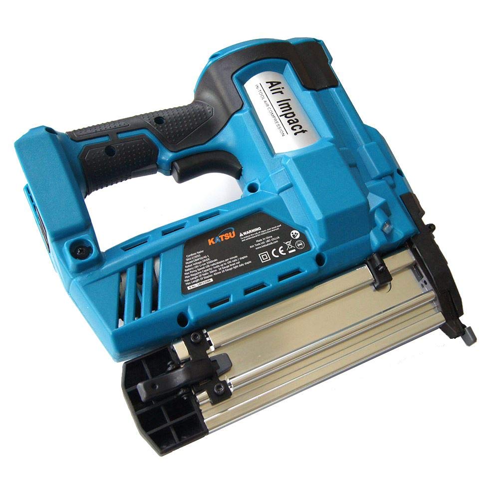 KATSU Tools Pistola cucitrice chiodatrice a batteria industriale 18V con batteria 2.0Ah, compatibile con chiodi 18GA, inclusi chiodi 200 x 40 mm e graffette 200 x 32 mm
