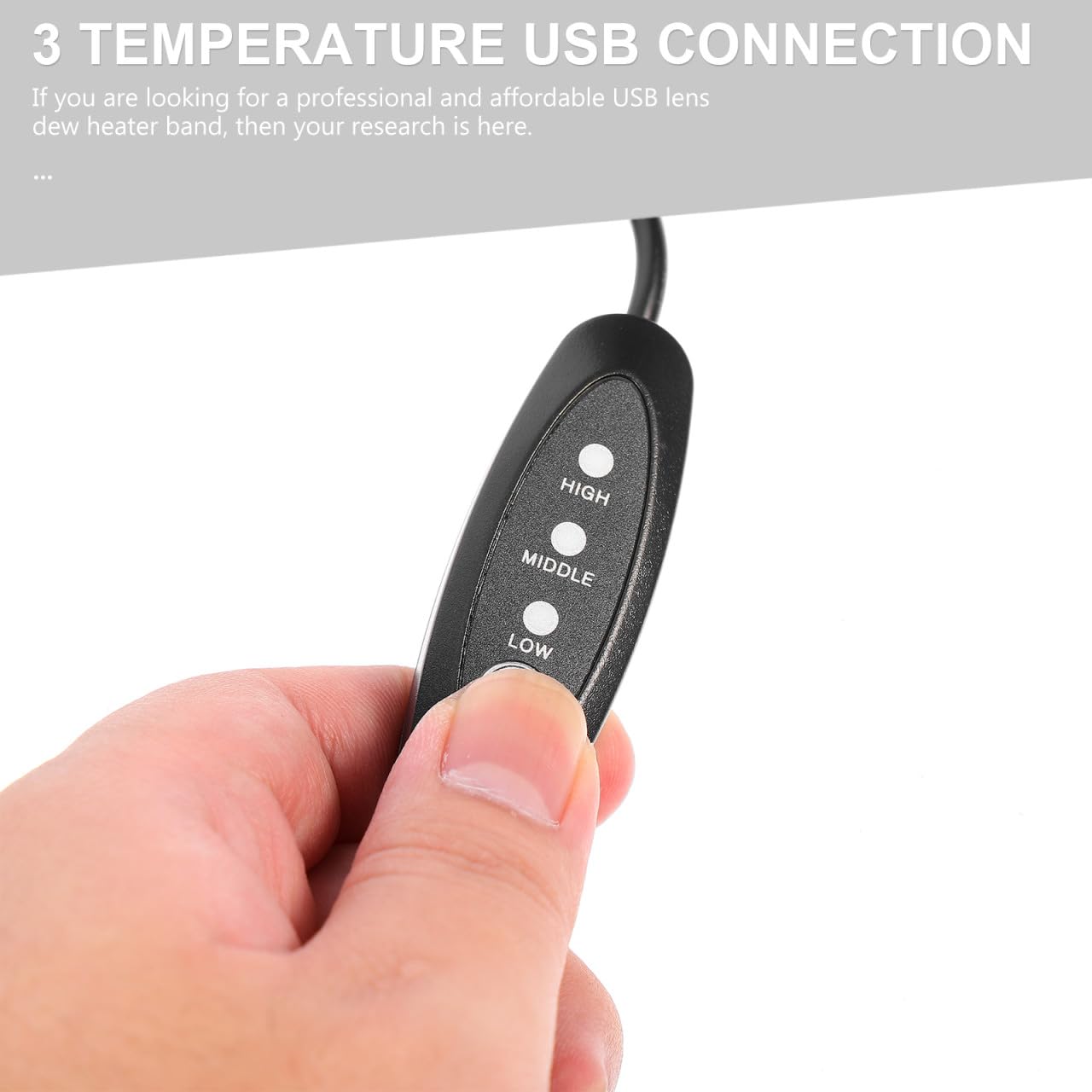 Housoutil USB Linsenheizung aus Neopren zur Vermeidung von Kondensation und Nebel 3-stufige Temperaturregelung für Kameraobjektive für Morgendliche Fotografie