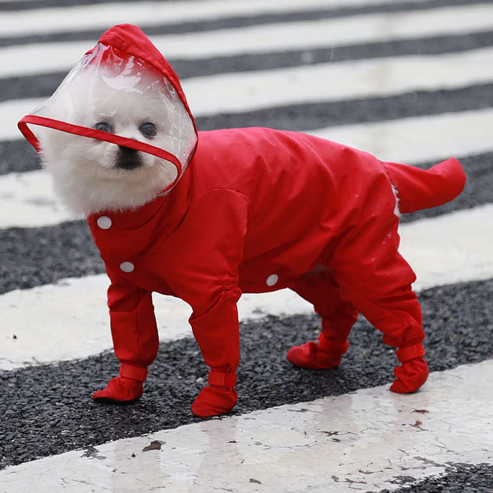 Chubasquero para Perros, Impermeable de una Pieza for Perros, Impermeable, Cobertura Completa, for pequeños, Disfraz, Mono for Cachorros, Abrigo for Mascotas(Red,XL)