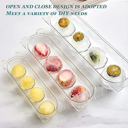 Miniatura 8 de Kenond Molde para hacer bolas de hielo, molde redondo grande para cubitos de hielo de 2 pulgadas para whisky, cócteles y bourbon, paquete de 3