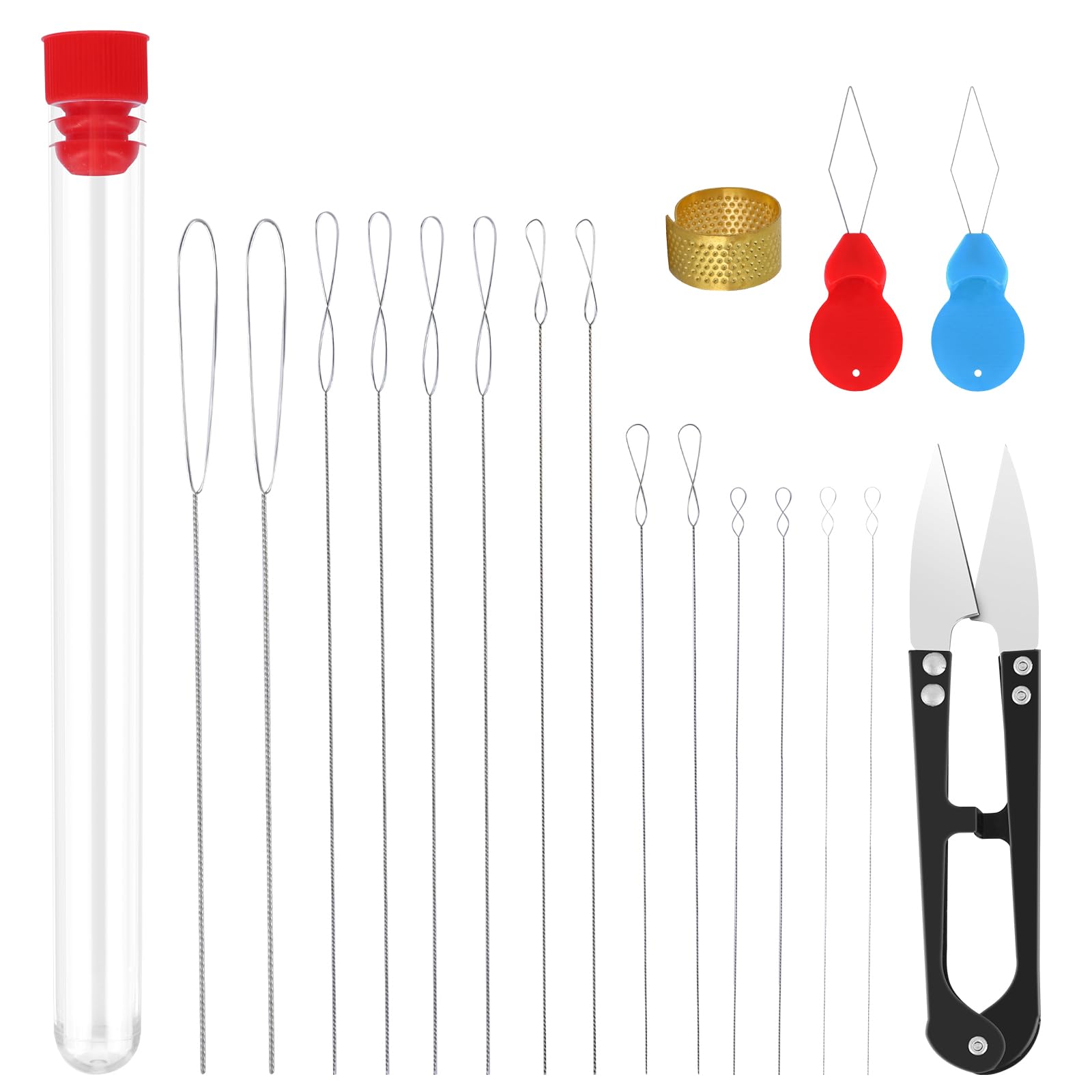 Set Di 14 Aghi Per Perline - 7 Misure Da 0.15mm A 0.7mm, Acciaio Inox Per Creazione Gioielli