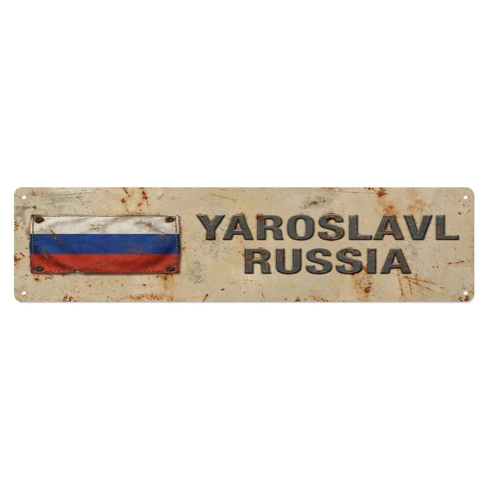 Metal Tin Sign Vintage Yaroslavl Russia Flag Decor Rustic Travel