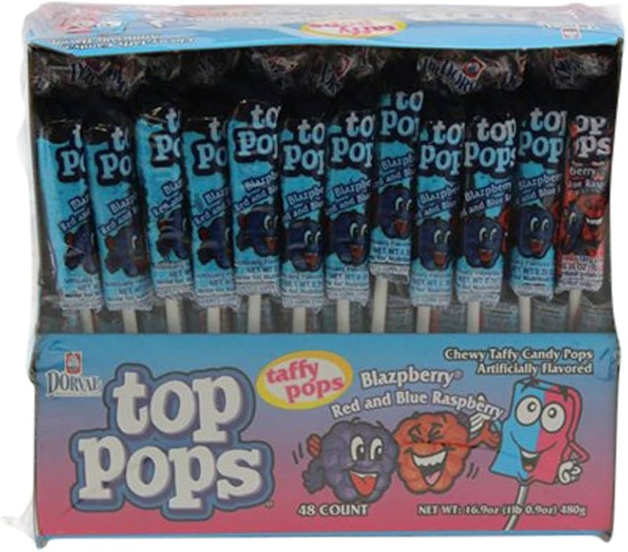Amazon.com : Tops Pops 48 Pack Blazpberry : Taffy Candy : Grocery