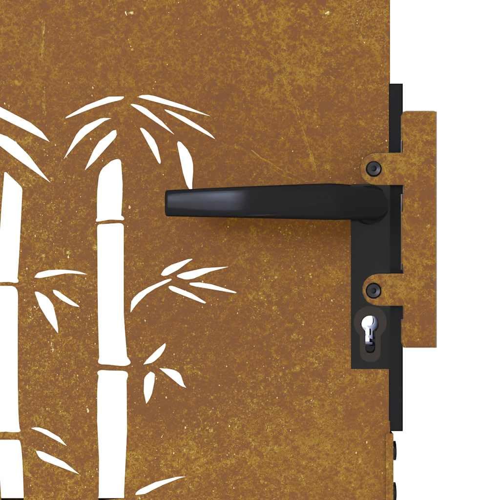 vidaXL Puerta de jardín Acero corten diseño bambú 85x175 cm, Puerta de Metal, Puerta Delantera de jardín, Puerta de jardín con Cerradura
