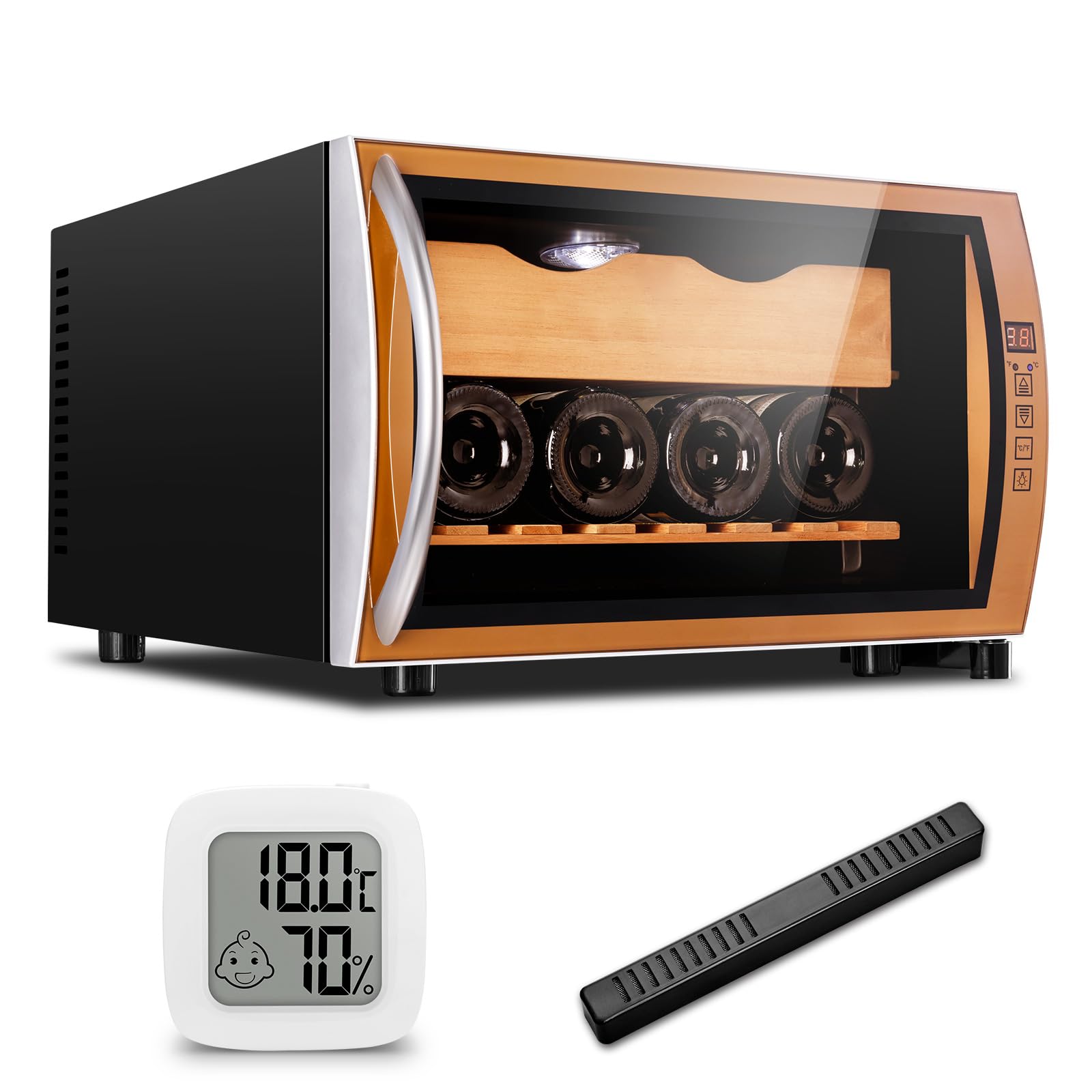 CIGARLOONG Cigar Humidor Cabinet Cedar Wood Constant Temperature Moisturizing Cigar Box, Capacity for 150 Cigars(Gold), for Home Office Patio