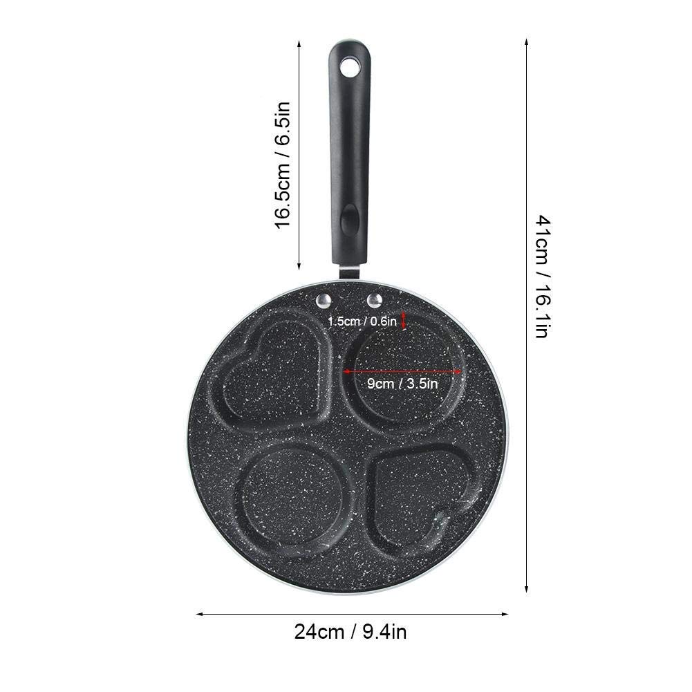 HDR MALL Non-Stick 4 Holes Frying Pan for Eggs and More | Multifunction Breakfast | Kitchen Omelet and Pancake Making Pan | Heart and Round Shape Cooking and Frying pan-BPA Free- 1Pcs 3