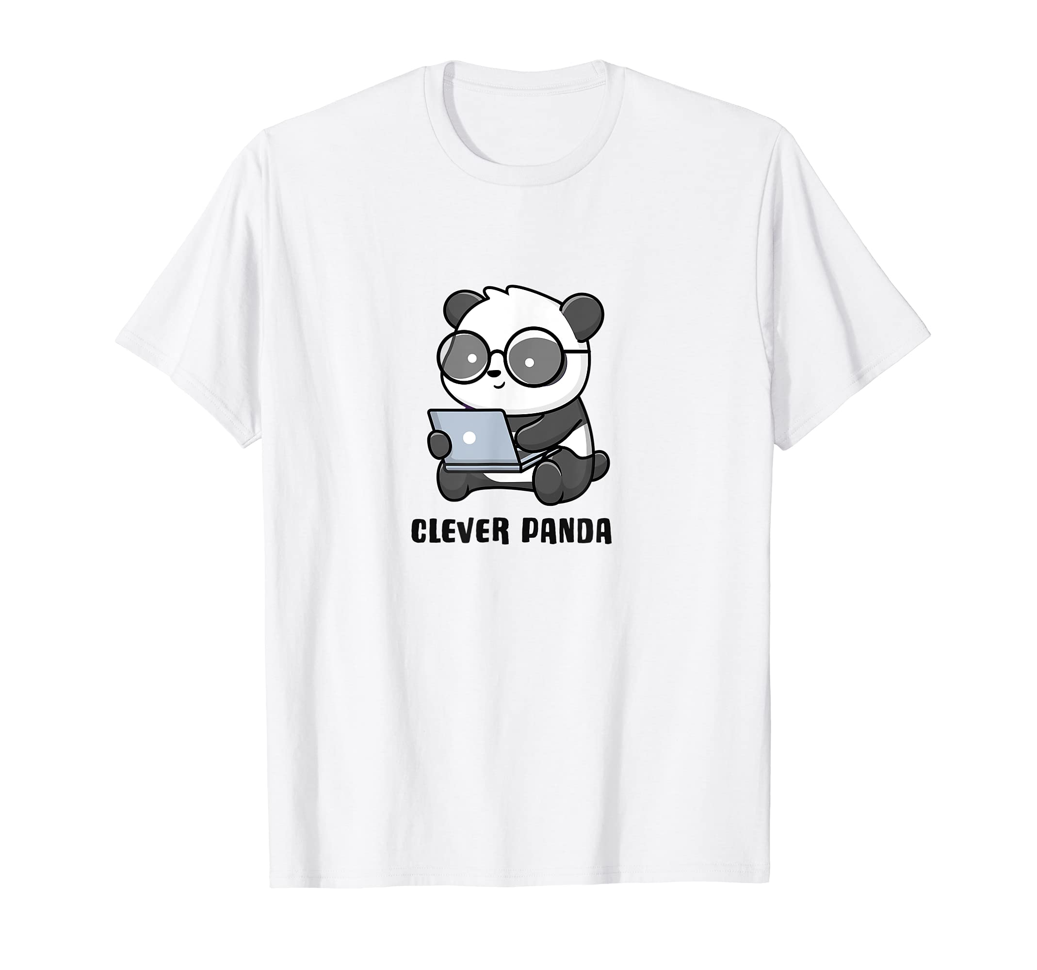 Cute Clever Panda Bear Smart Glasses Laptop T-Shirt