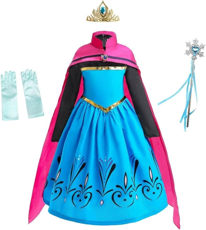 Lito Angels Princess Coronation Costume Dress Up with Cape for Kids Girls, Birthday Fancy Party Outfit, Age 12 Months-13 Years