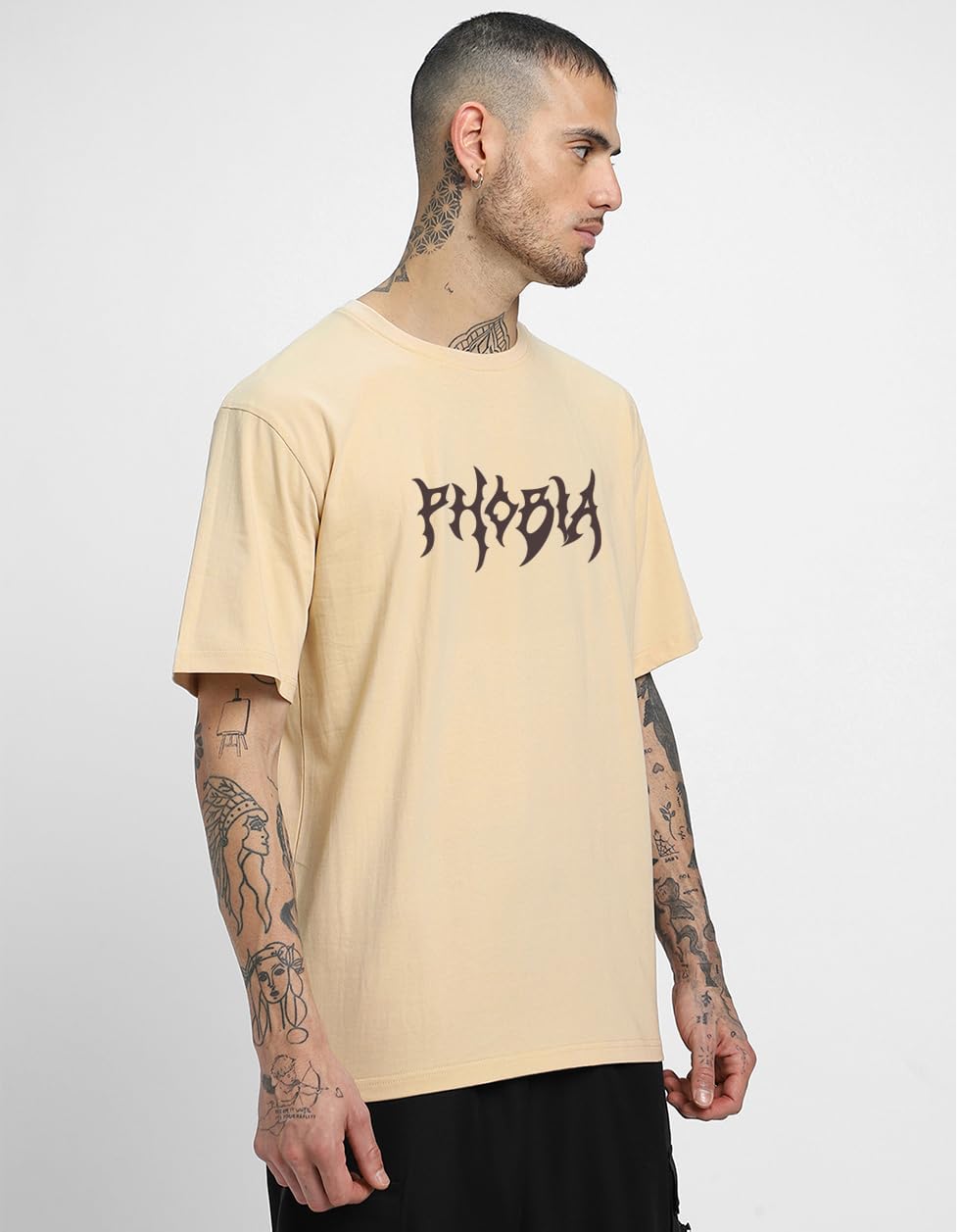 Veirdo Puro Cotone Mezza Manica Girocollo Vestibilità Oversize Stampa Grafica