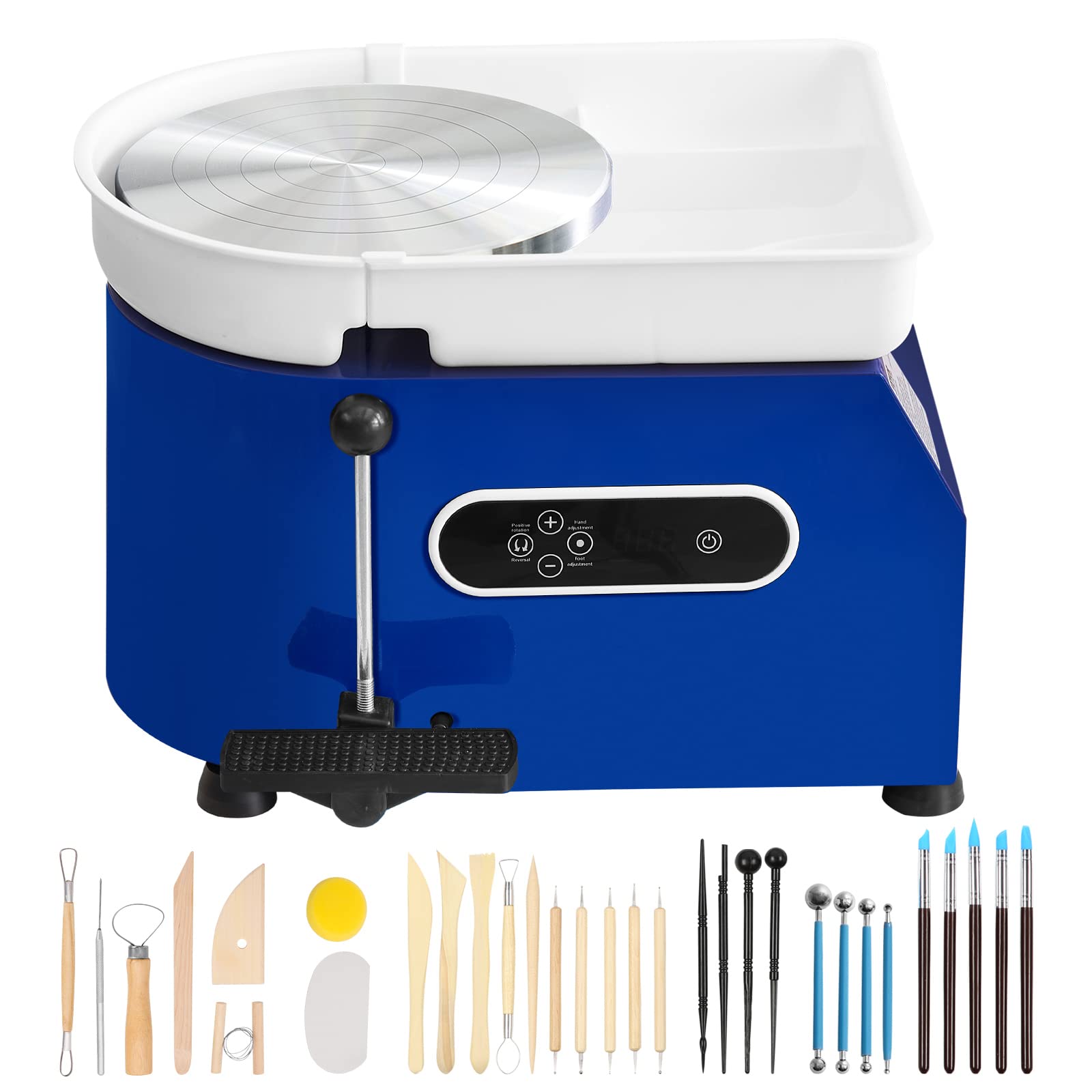 VEVOR Töpferscheibe Keramik Rad Maschine Max. 450 W, Elektrische Töpferscheibe Maschine 28 cm 300 U/min Töpferscheibenmaschine, mit Pedal & Schürze Formmaschine, Geeignet für Anfänger, Enthusiasten